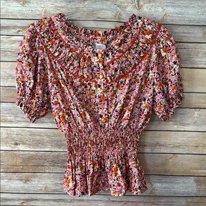NWT Loretta Caponi Firenze floral Giada button down top